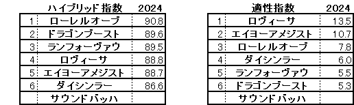 2024　デイリー杯２歳Ｓ　HB指数